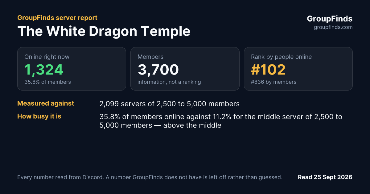 The White Dragon Temple's GroupFinds server report