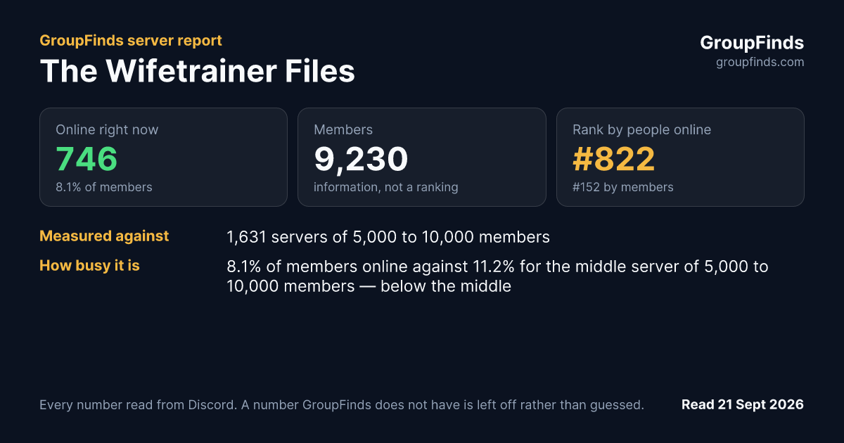 The Wifetrainer Files's GroupFinds server report