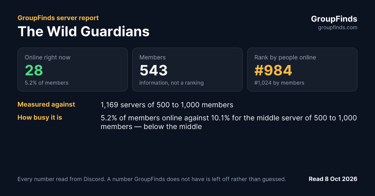 The Wild Guardians's GroupFinds server report