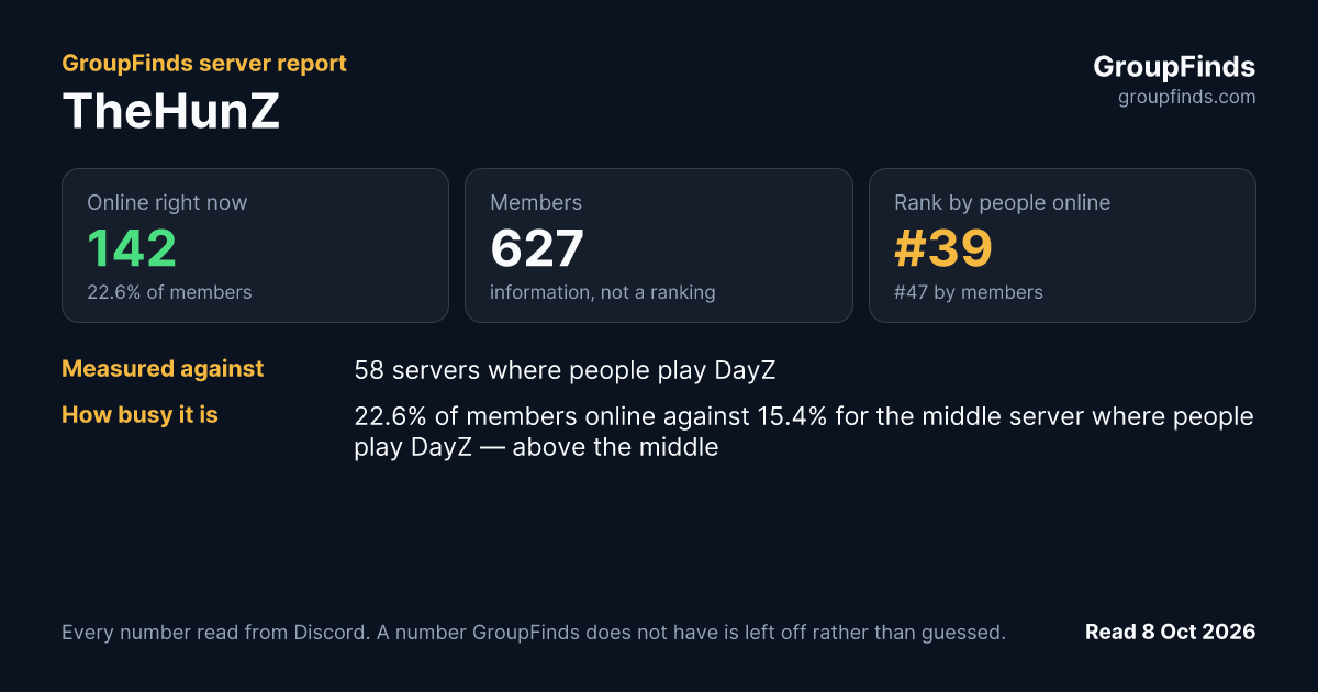 TheHunZ's GroupFinds server report
