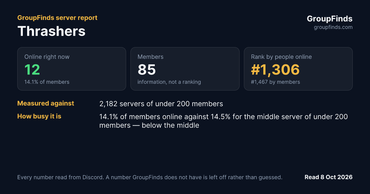 Thrashers's GroupFinds server report