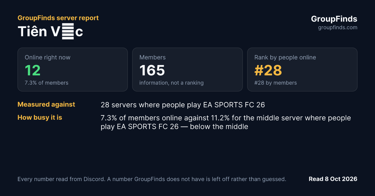 Tiên Vực's GroupFinds server report