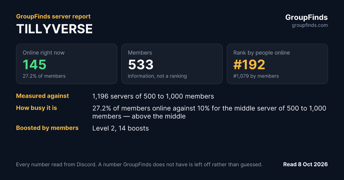 TILLYVERSE's GroupFinds server report