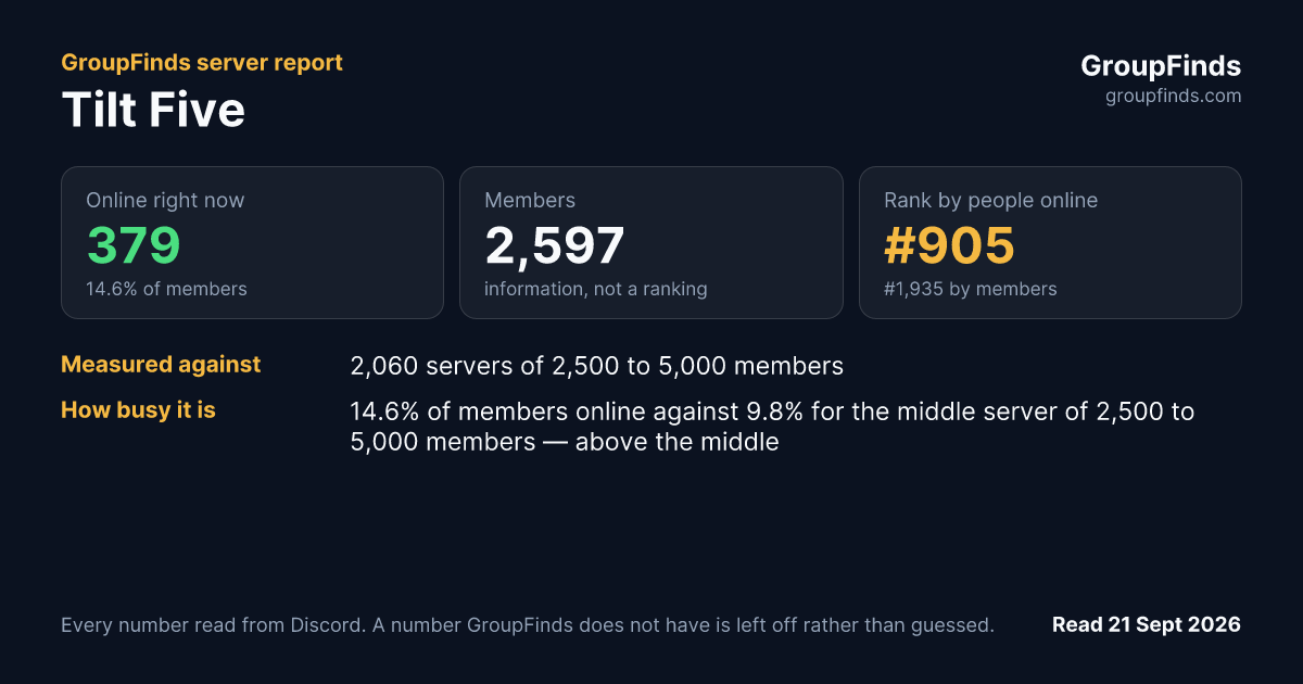 Tilt Five's GroupFinds server report