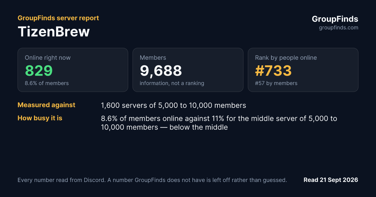 TizenBrew's GroupFinds server report