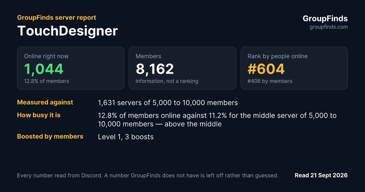 TouchDesigner's GroupFinds server report