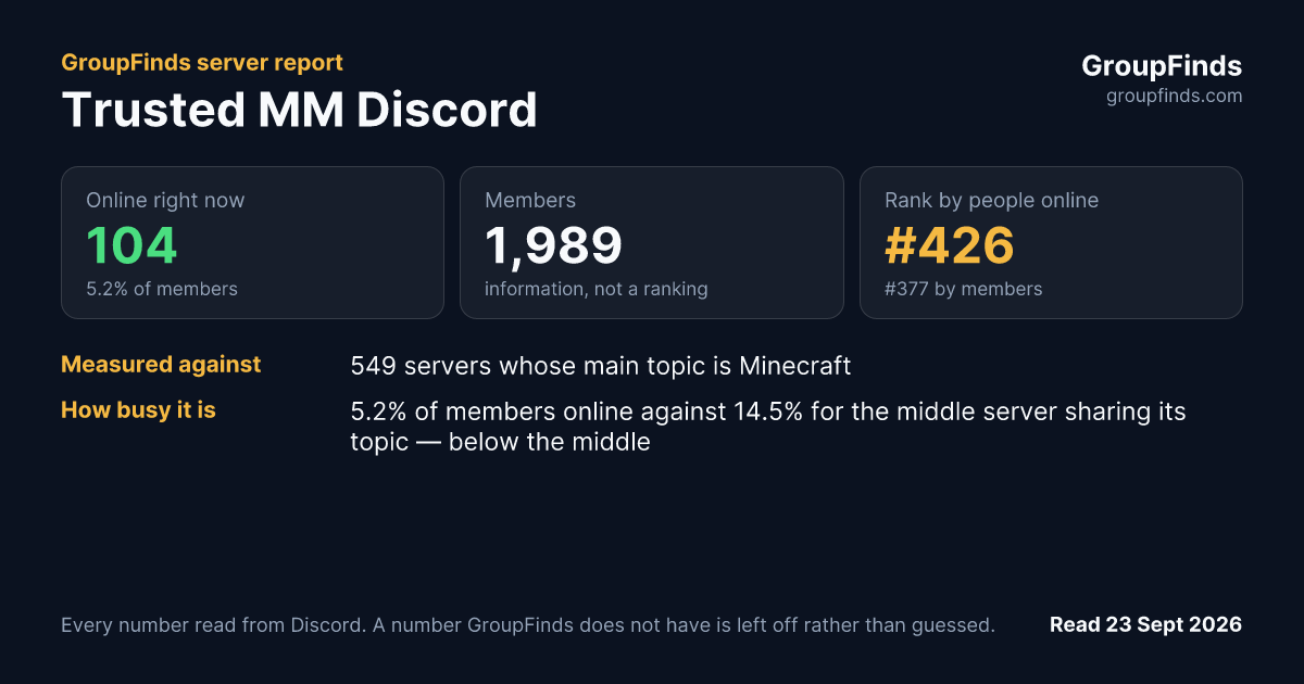 Trusted MM Discord's GroupFinds server report