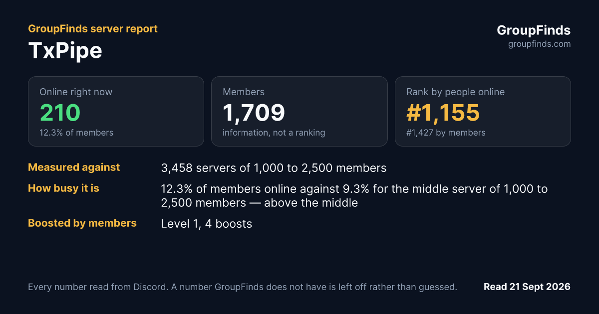 TxPipe's GroupFinds server report