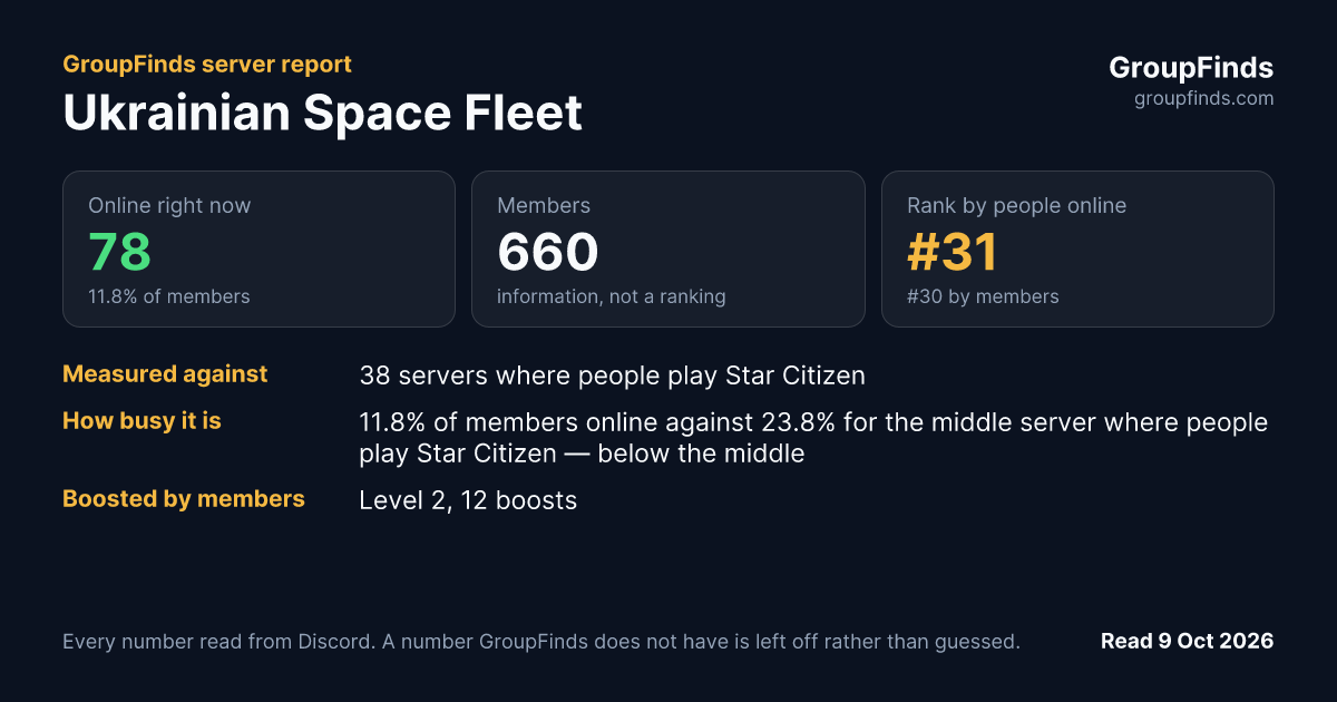 Ukrainian Space Fleet's GroupFinds server report