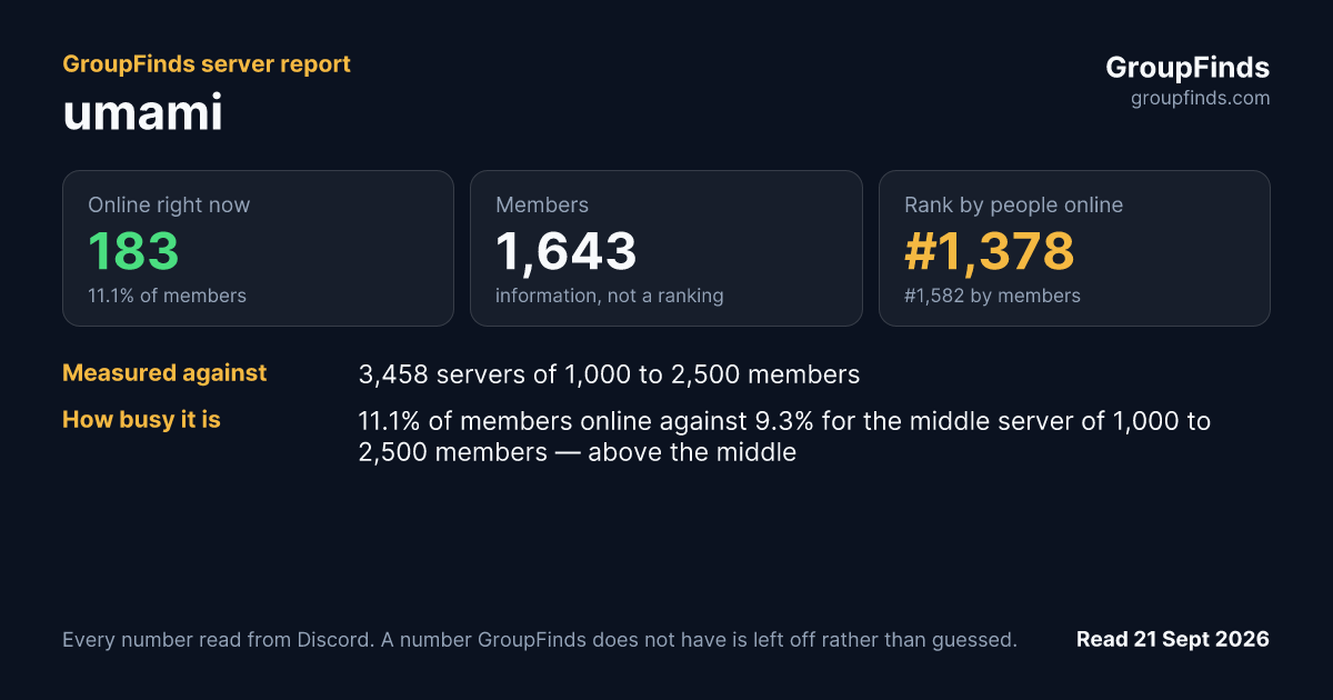 umami's GroupFinds server report