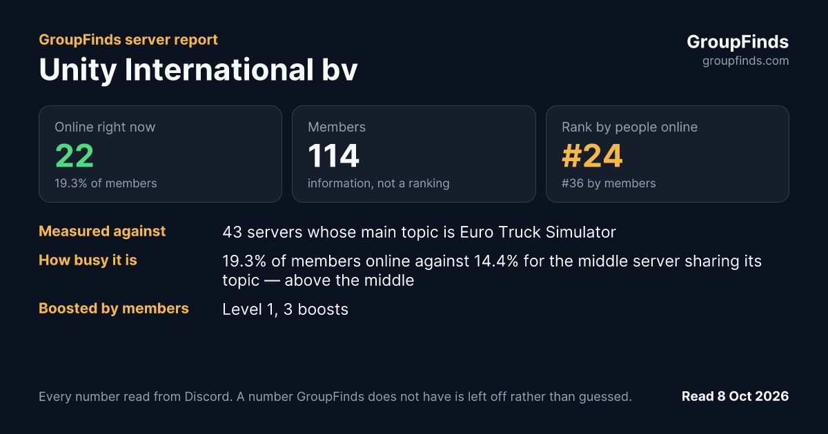 Unity International bv's GroupFinds server report