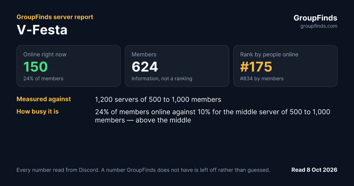 V-Festa's GroupFinds server report