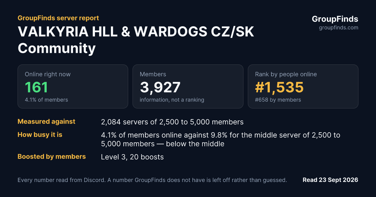 VALKYRIA HLL & WARDOGS CZ/SK Community's GroupFinds server report