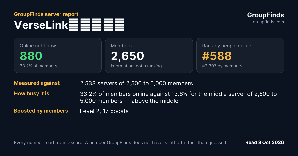 VerseLink官方粉絲團's GroupFinds server report