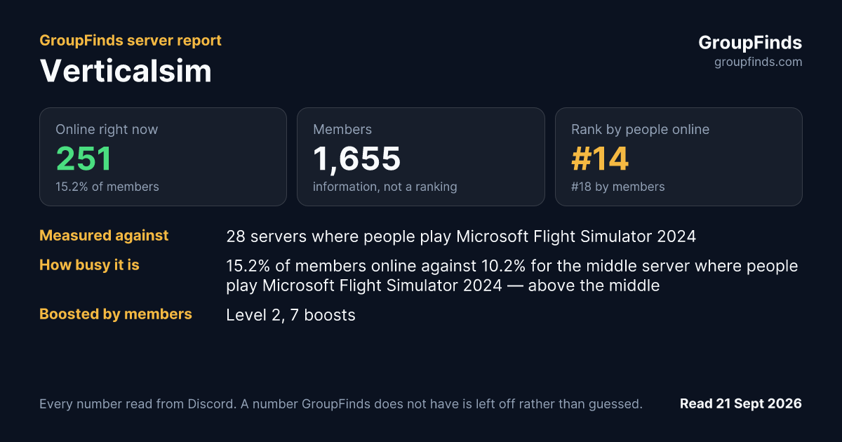 Verticalsim's GroupFinds server report