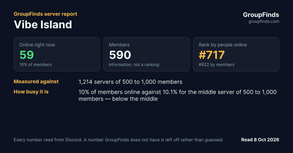 Vibe Island's GroupFinds server report
