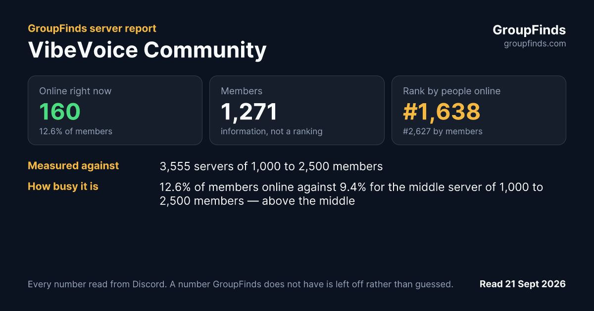 VibeVoice Community's GroupFinds server report