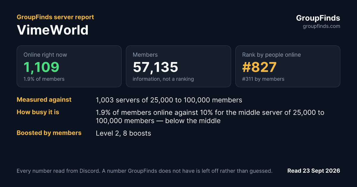 VimeWorld's GroupFinds server report