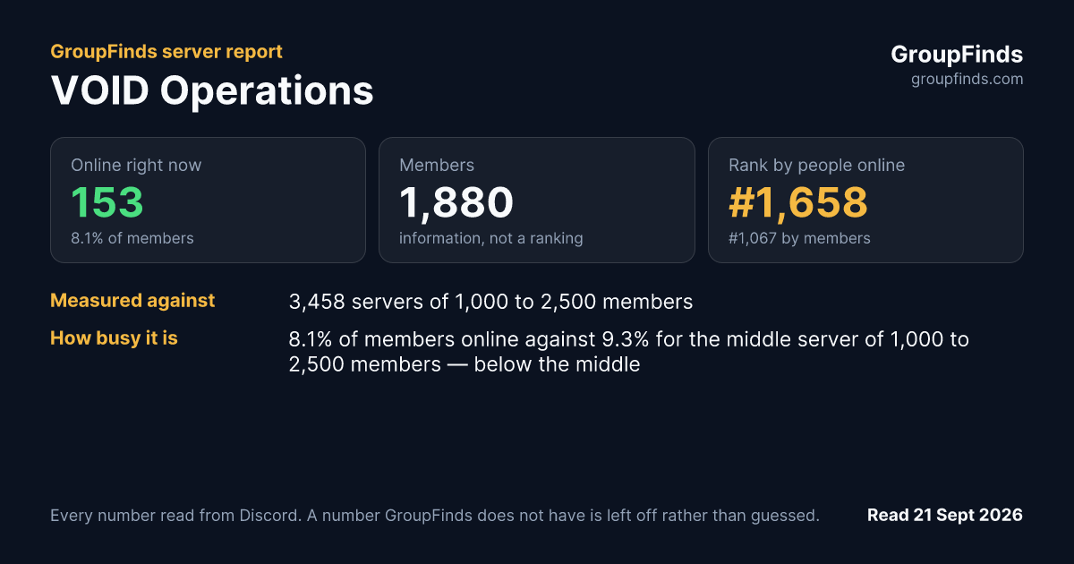 VOID Operations's GroupFinds server report