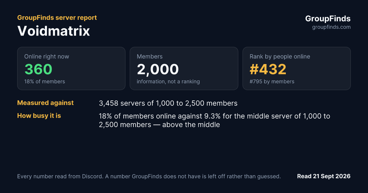 Voidmatrix's GroupFinds server report