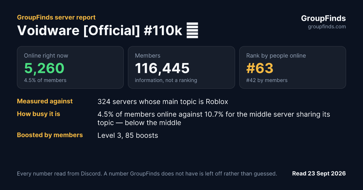 Voidware [Official] #110k 🎉's GroupFinds server report