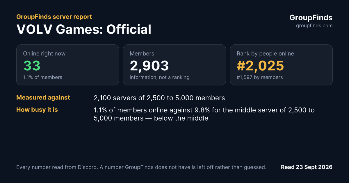 VOLV Games: Official's GroupFinds server report