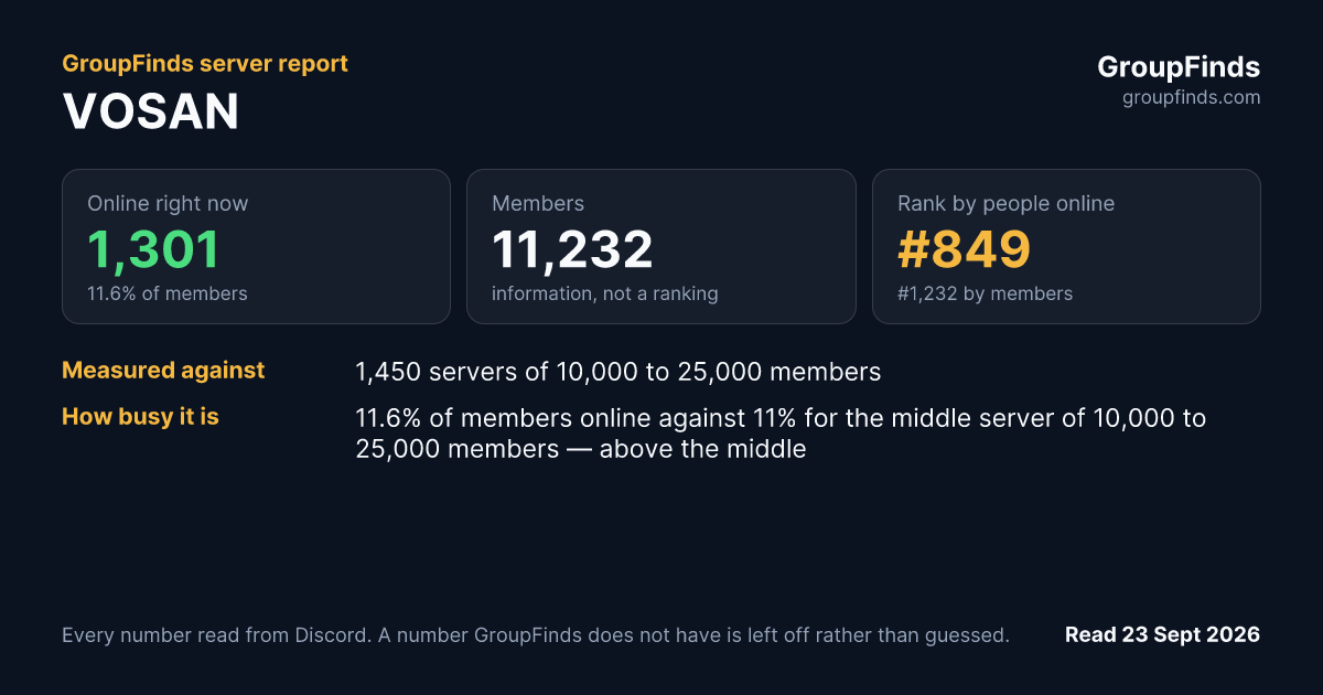 VOSAN's GroupFinds server report