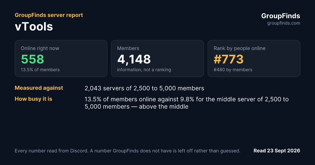 vTools's GroupFinds server report