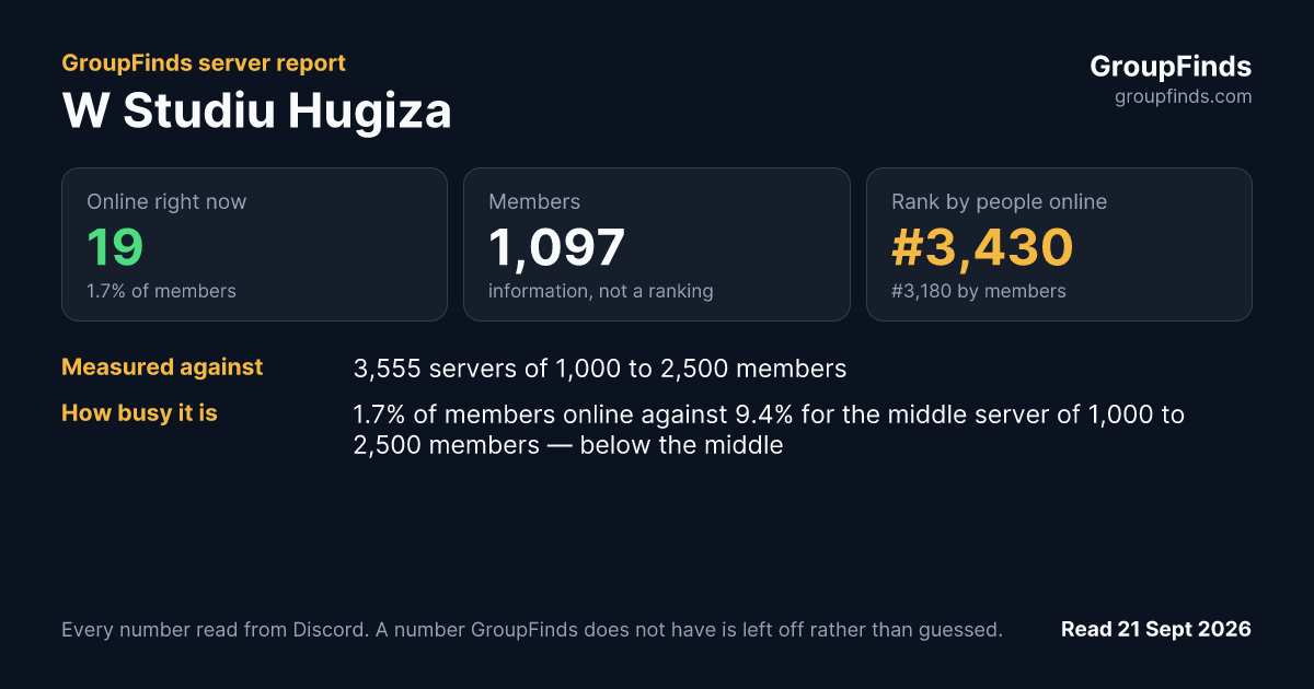 W Studiu Hugiza's GroupFinds server report