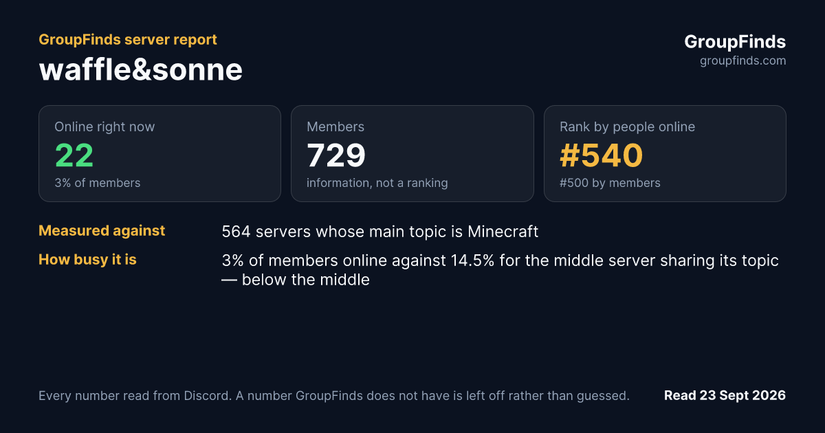 waffle&sonne's GroupFinds server report