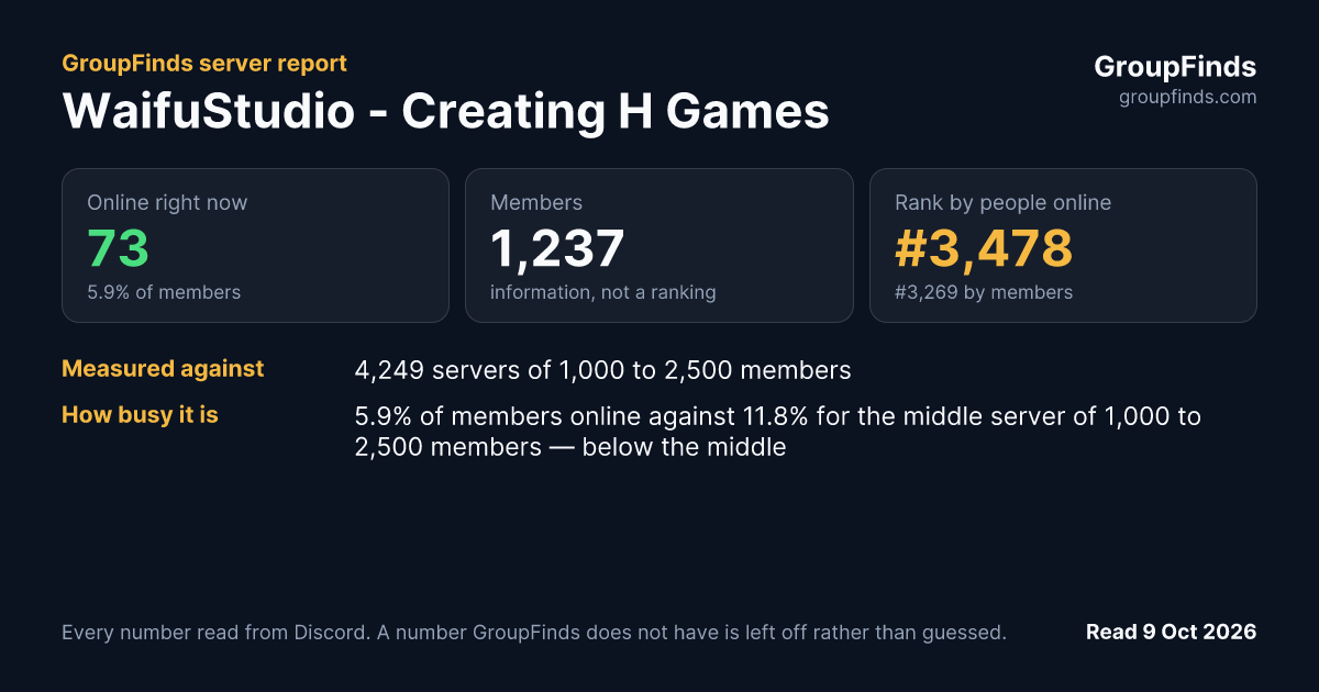WaifuStudio - Creating H Games's GroupFinds server report