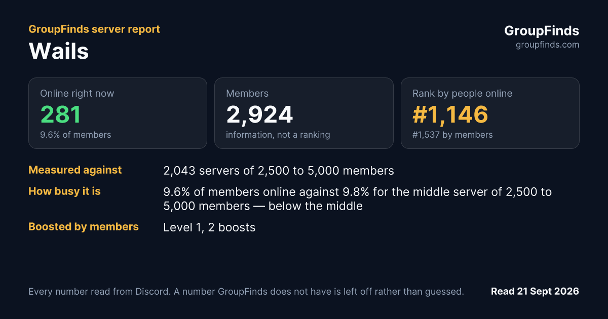 Wails's GroupFinds server report