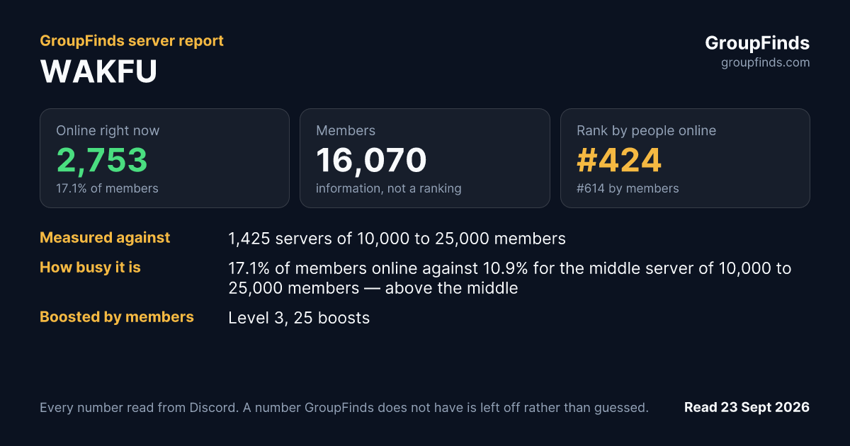WAKFU's GroupFinds server report