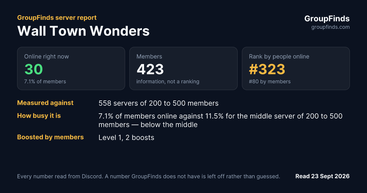 Wall Town Wonders's GroupFinds server report