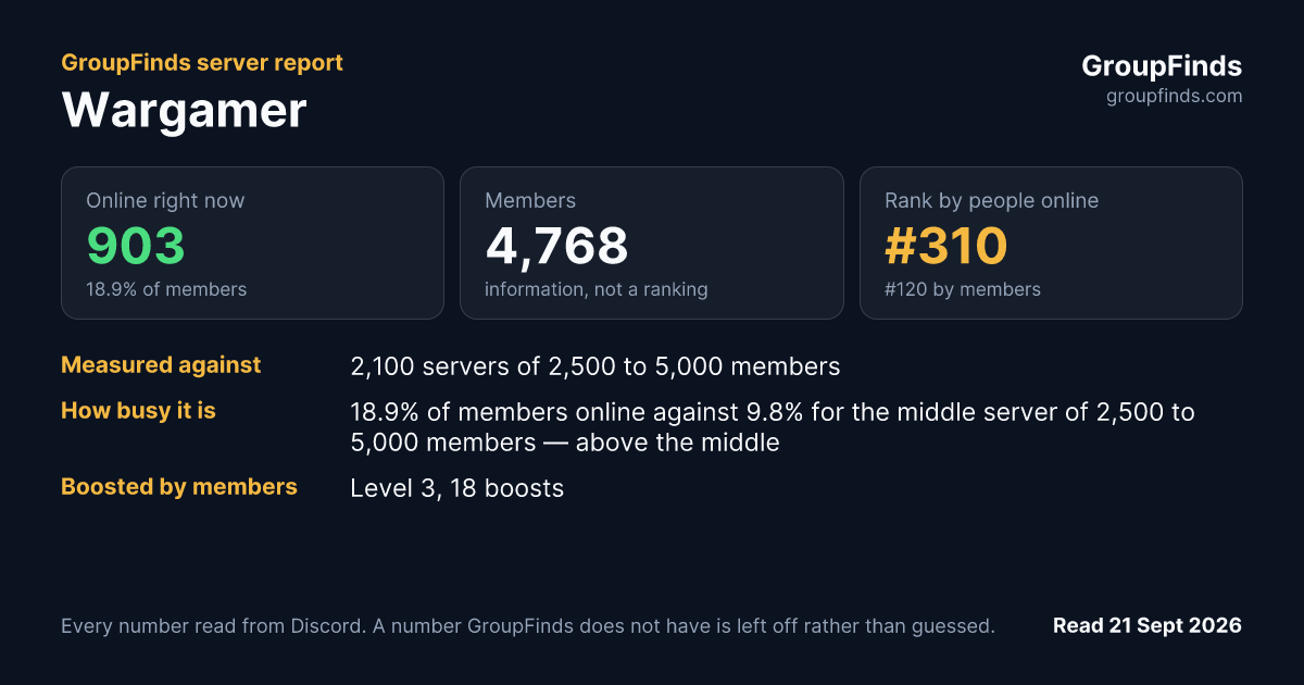 Wargamer's GroupFinds server report