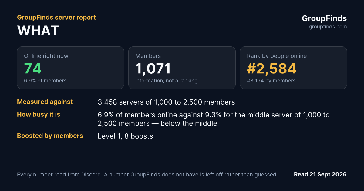 WHAT's GroupFinds server report