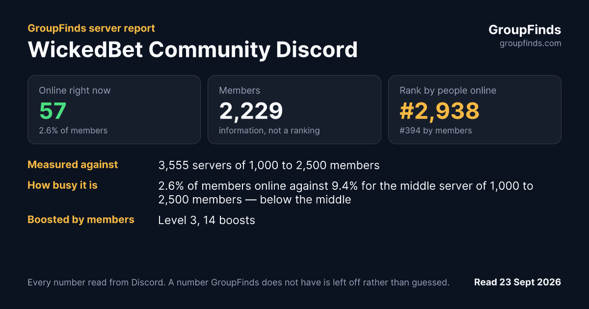WickedBet Community Discord's GroupFinds server report