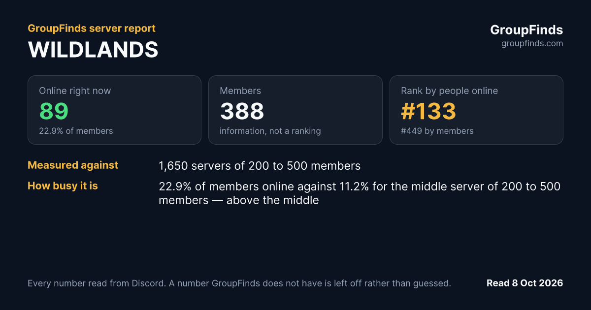 WILDLANDS's GroupFinds server report