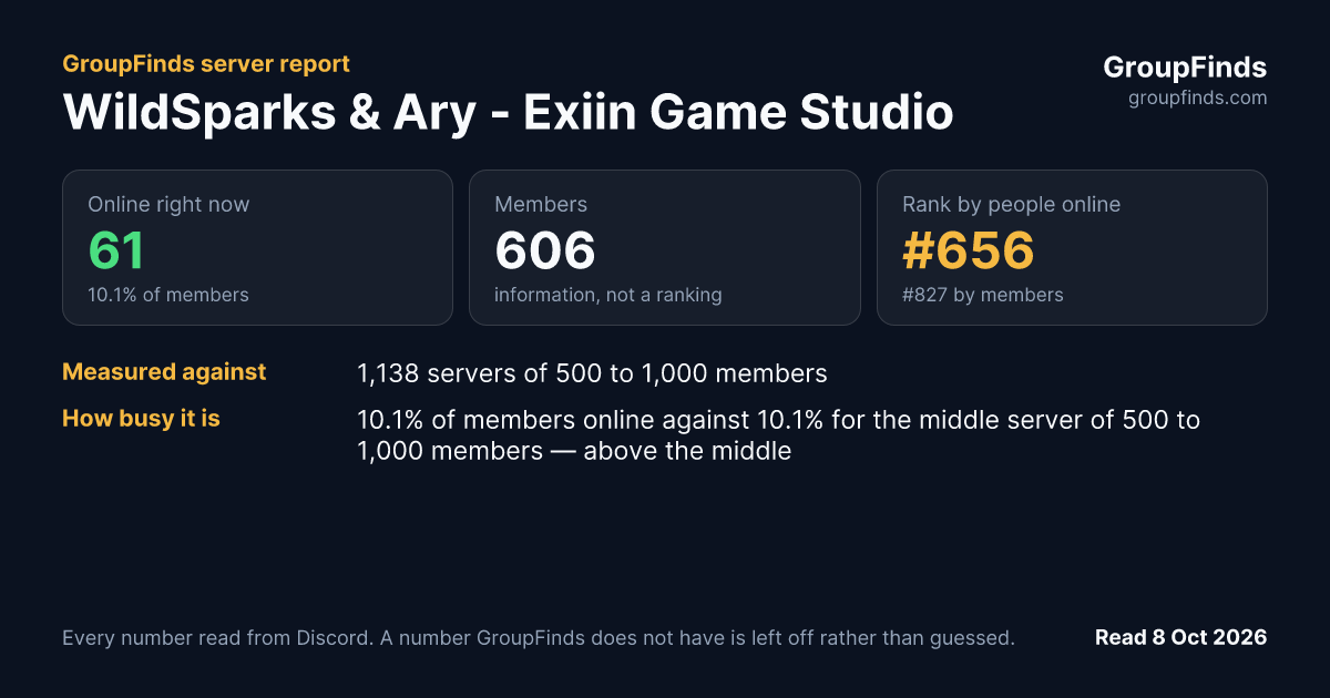 WildSparks & Ary - Exiin Game Studio's GroupFinds server report