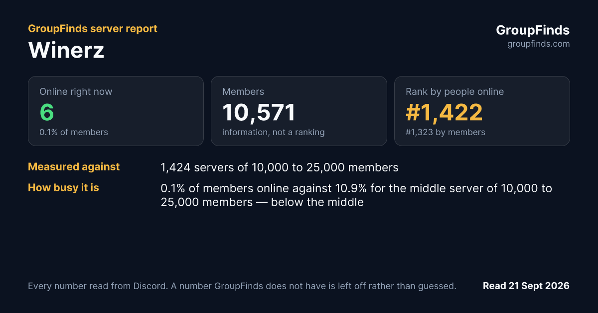 Winerz's GroupFinds server report