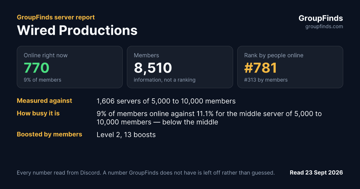 Wired Productions's GroupFinds server report