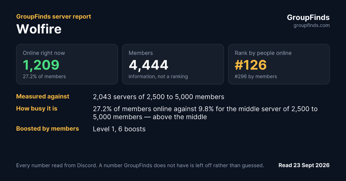 Wolfire's GroupFinds server report