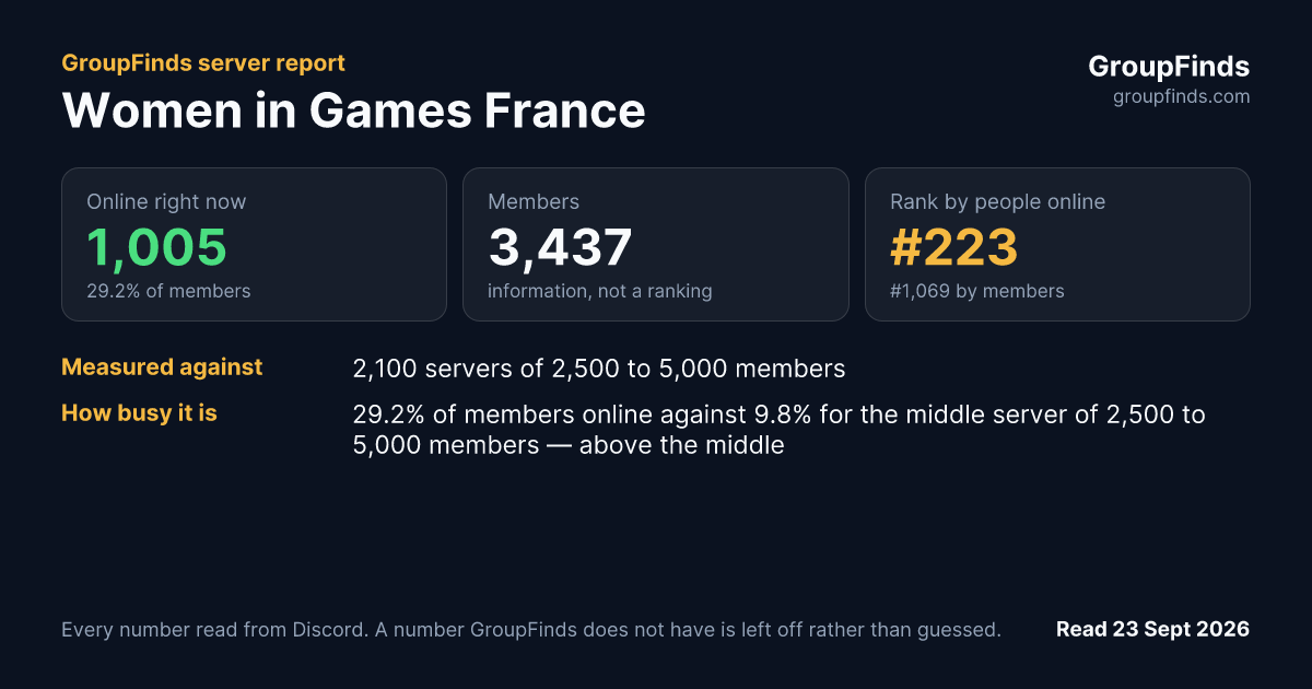 Women in Games France's GroupFinds server report