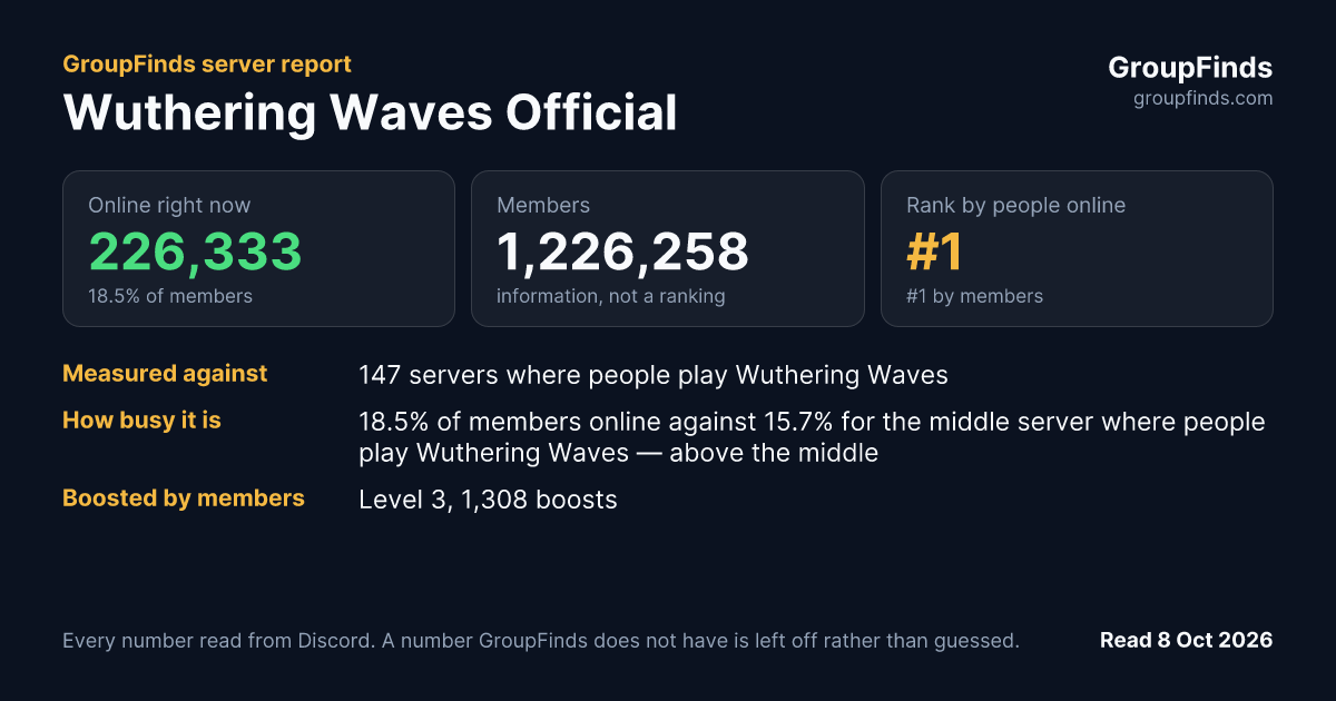 Wuthering Waves Official's GroupFinds server report