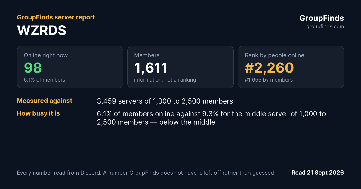 WZRDS's GroupFinds server report
