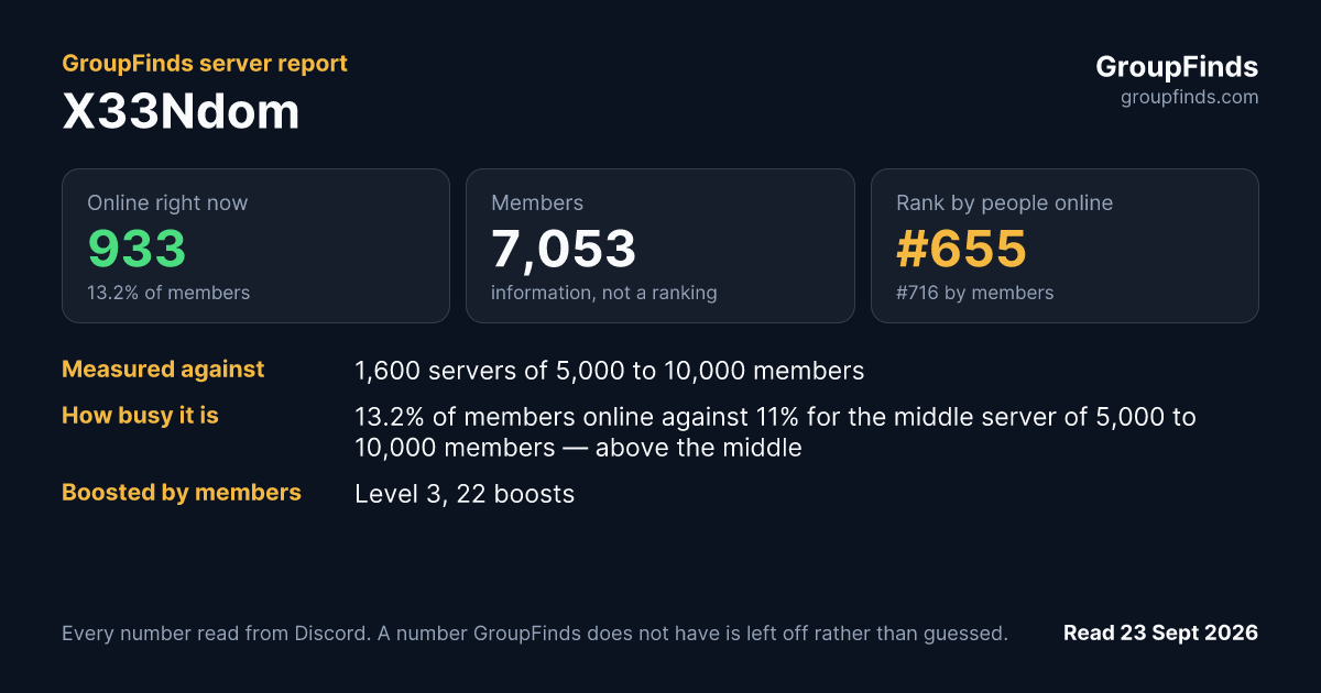 X33Ndom's GroupFinds server report