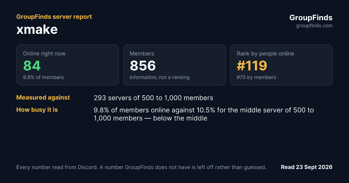 xmake's GroupFinds server report