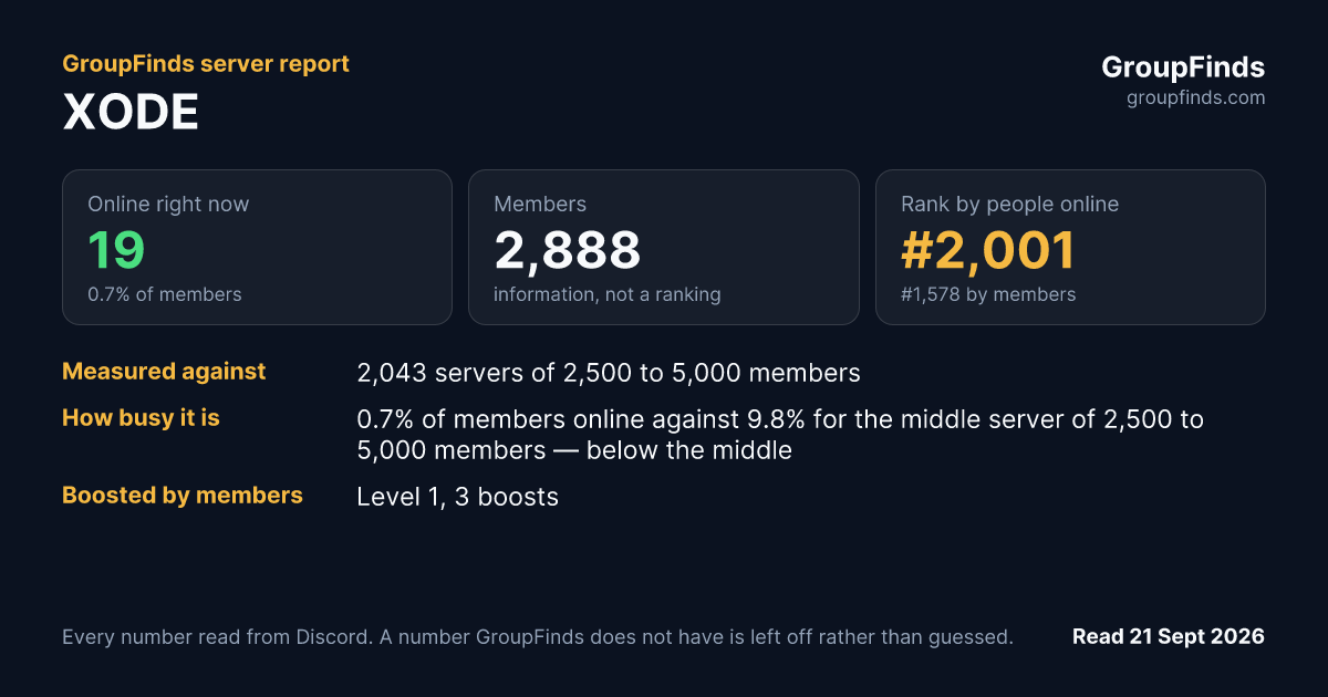 XODE's GroupFinds server report