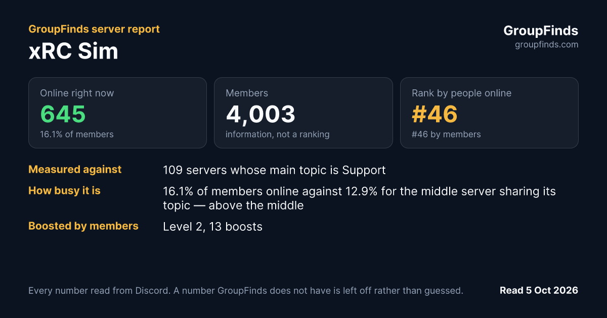 xRC Sim's GroupFinds server report