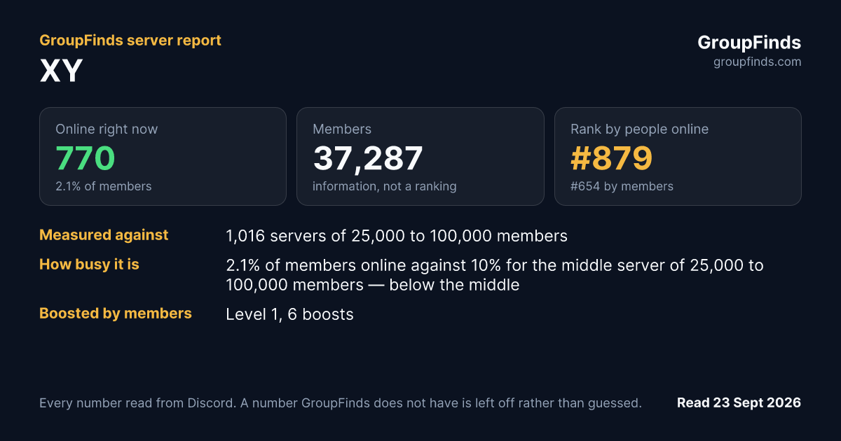 XY's GroupFinds server report